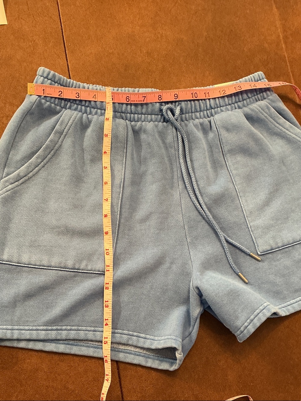 NWT Victoria’s Secret Pink Blue Shorts & Pockets & Drawstring Sz M Cotton Blend - Picture 9 of 10